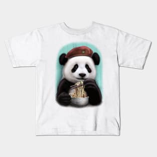 PANDA EAT NOODLE Kids T-Shirt